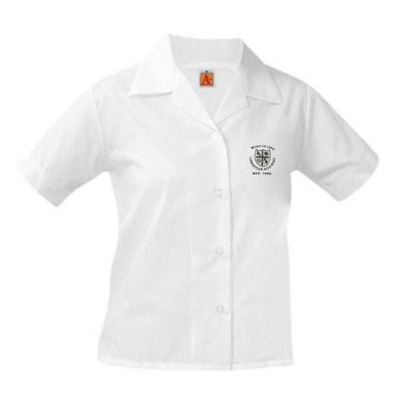 * S/S Pointed Collar Blouse w/ WOL HS Logo