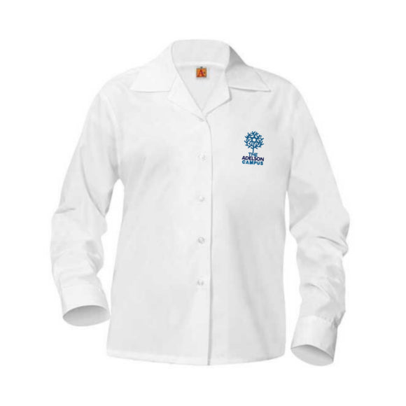 *L/S Pointed Collar Blouse w/ Adelson Logo*