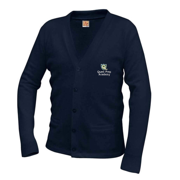V-Neck Cardigan w/ Quest Logo