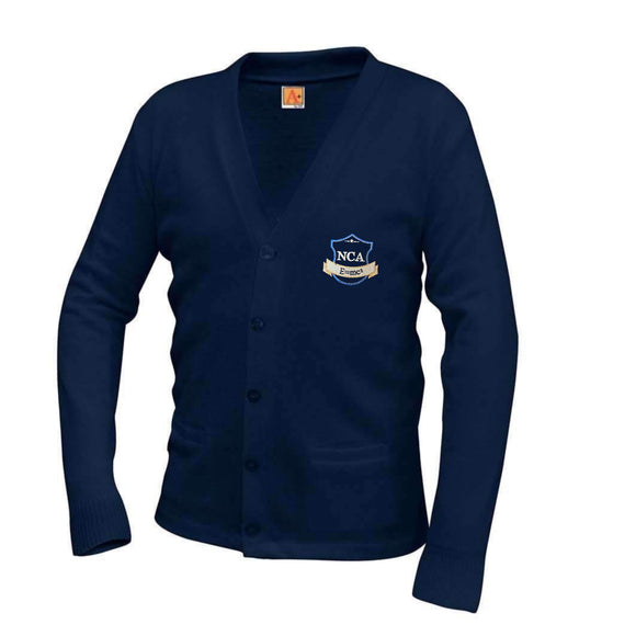 V-Neck Cardigan w/ NCA Logo