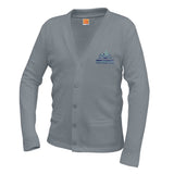 V-Neck Cardigan w/ Sage Collegiate Logo (Optional For Grades K-5)
