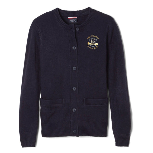 Girls Crewneck Cardigan w/ Baby University Logo